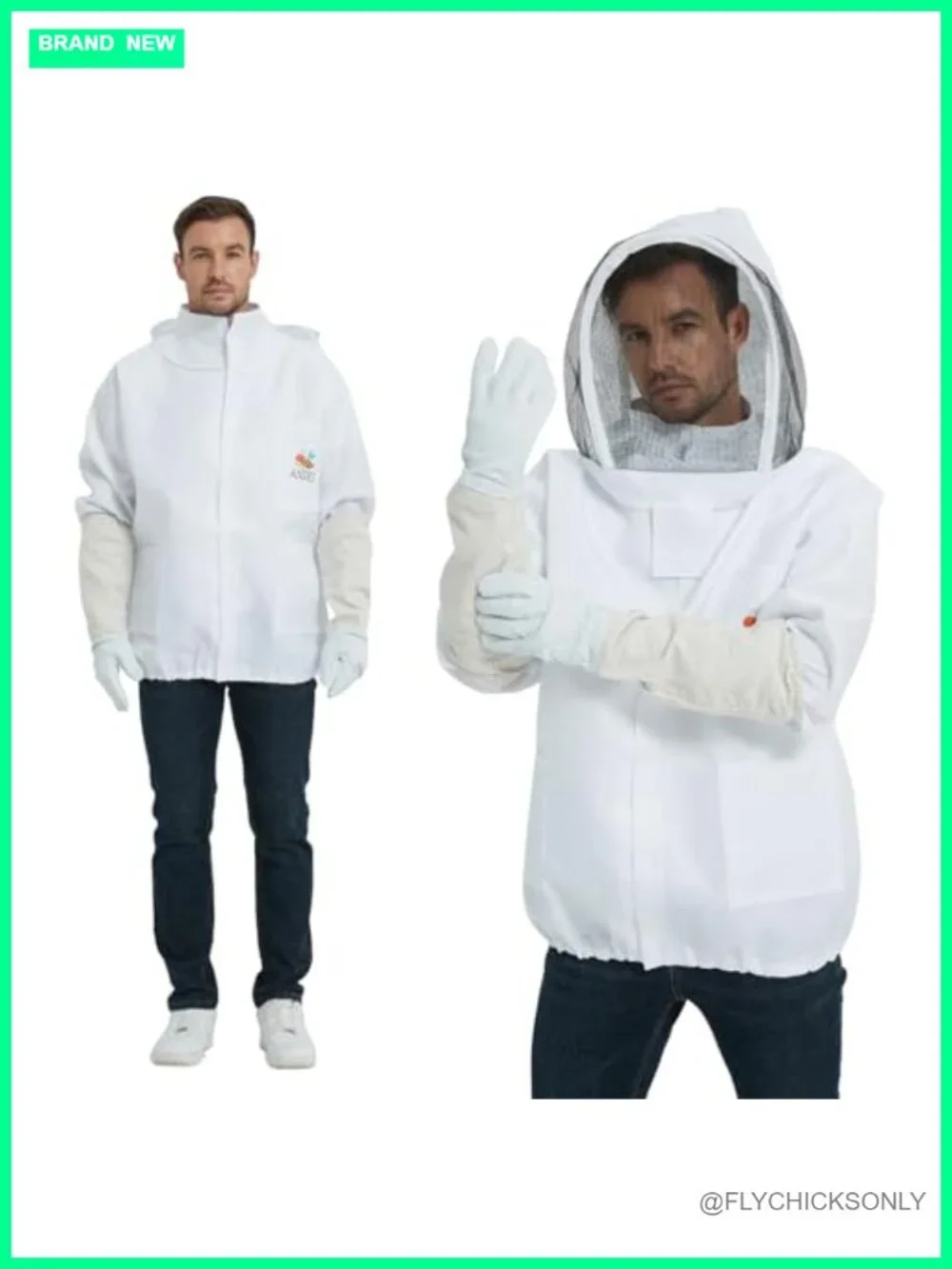 Sting Proof Beekeeping Jacket with Veil & Gloves, X-L, Cotton Blend